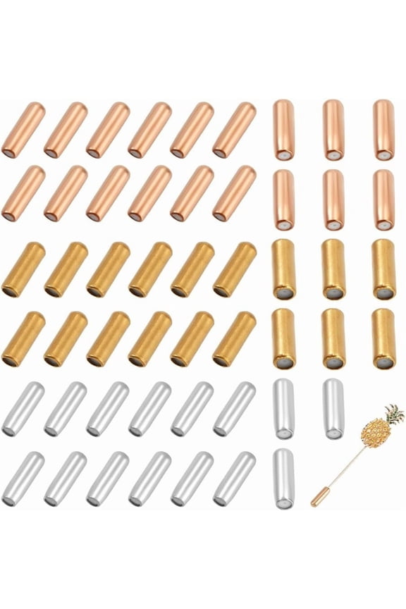 60 Pcs 3 Colors Brass Pin Backs Lapel Stick Pin End Cap Metal Brooch Pin Stick Backing Lapel Pin End Cap with Rubber Inside Brooch Pins Stopper DIY