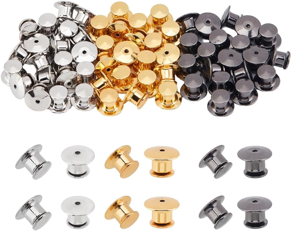 12 Pieces Gold Ball Head Pin Keepers - Locking Pin Backs, Made In China