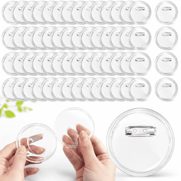 60 Pcs 3 Inch Clear Button Pins for Crafts DIY Photo Acrylic Blank Pins Bulk for Picture Make Your Own Buttons Badge Maker DIY Crafts Supplies