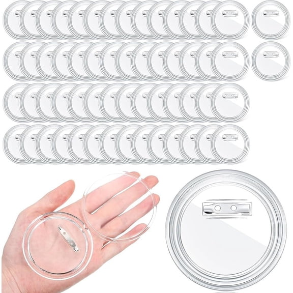60 Pcs 3 Inch Clear Button Pins for Crafts DIY Photo Buttons Acrylic Button Pin Blank Button Pins Bulk