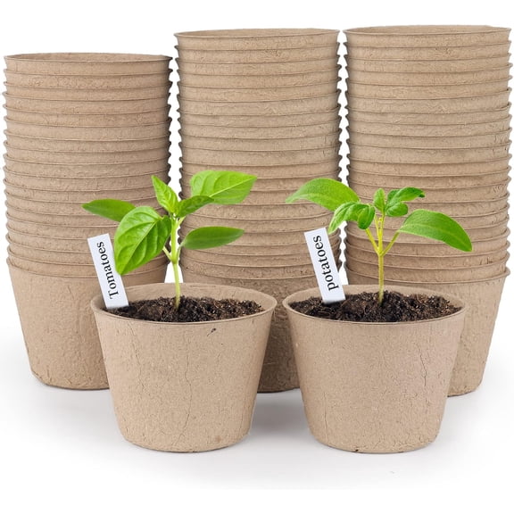 60 Pcs 4 Inch Peat Pots,Nursery Plant Pots,Seed Starting Pots