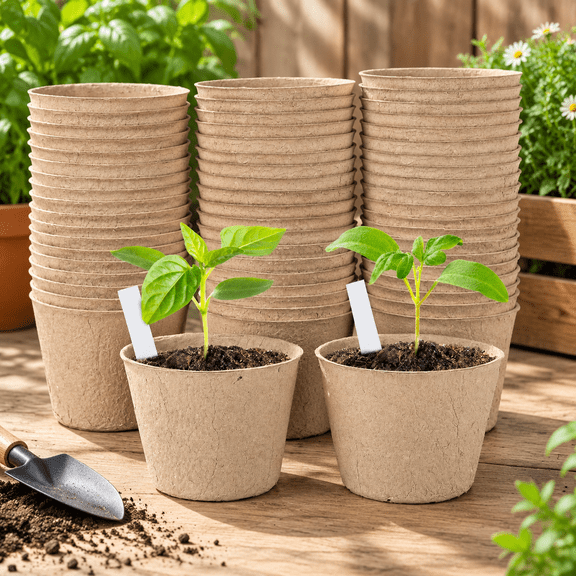 60 Pcs 4 Inch Peat Pots, Nursery Plant Pots, Seed Starting Pots