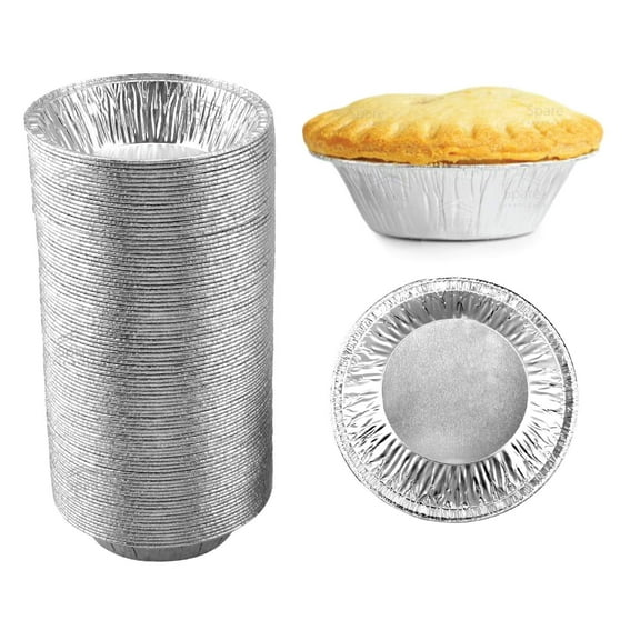 60 Pcs 5 Inch Pie Tins, Disposable Aluminum Mini Tart Pans for Baking Potpies Cakes, Individual Serving Size Oven Safe, Silver