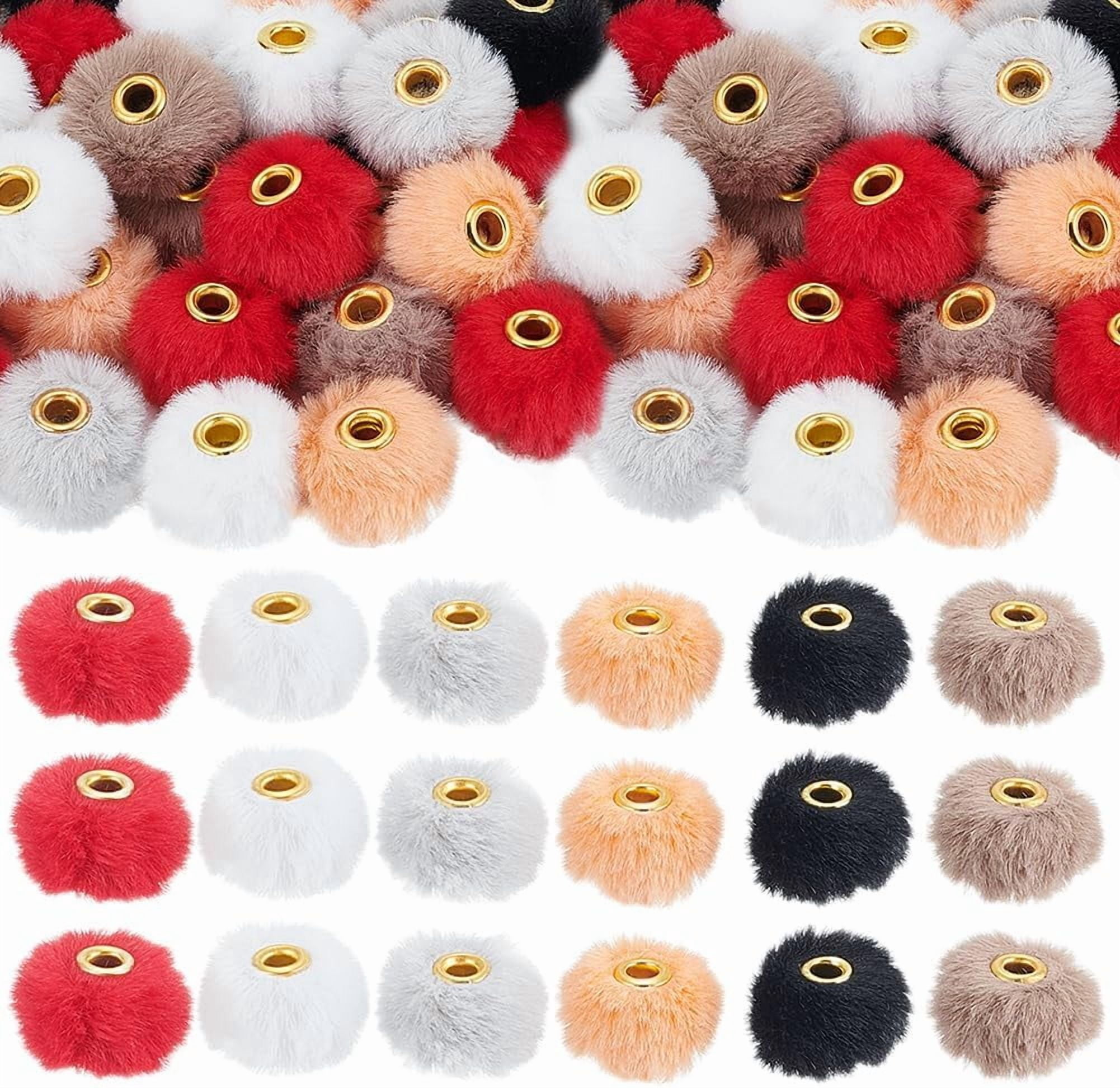 60 Pcs 6 Colors Mixed Super Soft Fluffy Fur Beads with Alloy Core 0 ...