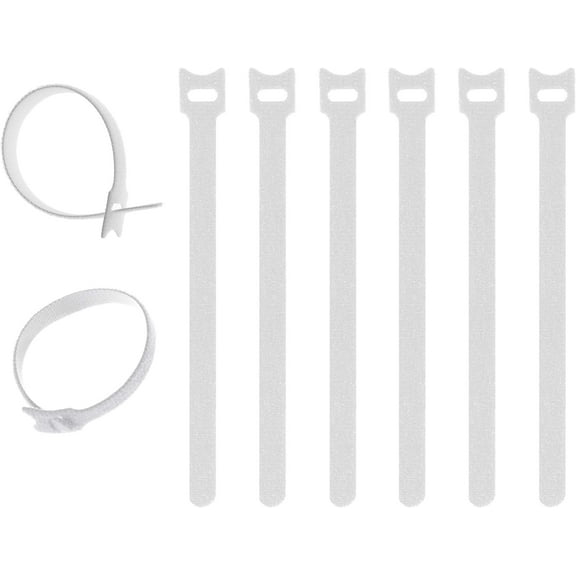 60 Pcs 8 Inch White Adjustable Nylon Hook Loop Cable Straps Cord Organizer Wire