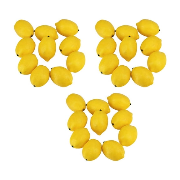 60 Pcs Artificial Lemons Fake Lemons Faux Lemons Fruits in Yellow 3 Inch Long x 2 Inch Wide