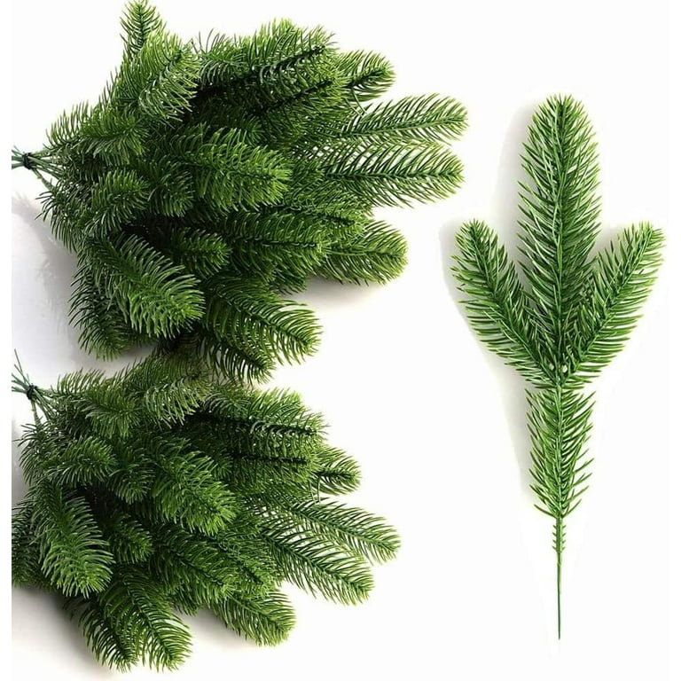 Cheap 30Pcs Artificial Pine Branch Realistic Reusable Plastic Faux