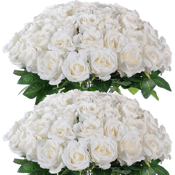 60 Pcs Artificial Rose Flower Realistic Faux Silk Roses Stem Fake Roses Bouquet for Flower Arrangement,Wedding Centerpieces,Party,Home Decorations (Beige)