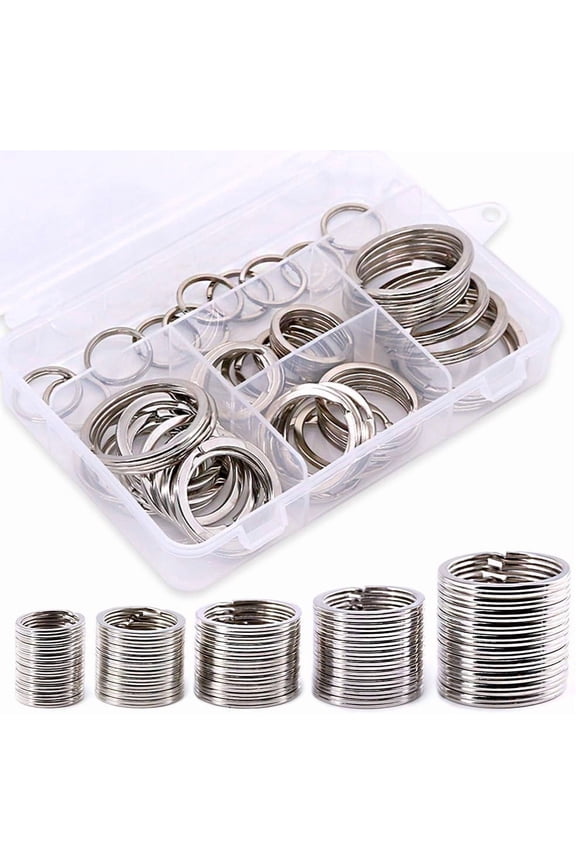 60 Pcs Assorted Multi-Purpose Metal Keychain Rings Split Keyrings Flat O Ring for Home Car Keys Attachments Keys Pendants - 20mm, 25mm, 30mm, 35 mm, 38 mm