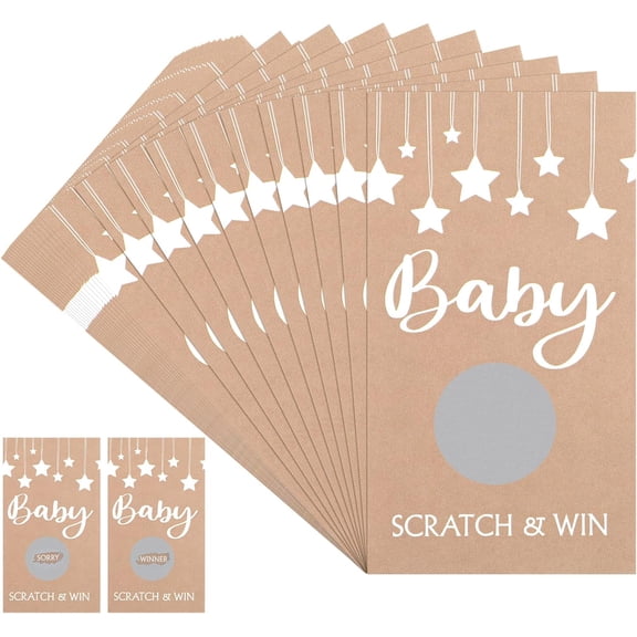 60 Pcs Baby Shower Games Rustic Scratch off Cards Raffle Ticket for Baby Shower Party Games Activity Supplies Birthday Wedding Favor