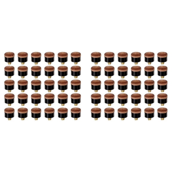 60 Pcs Billiard Pool Cue Stick Screw-on Tips 12mm Replacement Billiard Cue Tips for Pool Cues and Snooker,60 x Billiard Cue Tips,Black & brown