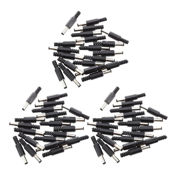 60 Pcs Black 2.5mm x 5.5mm DC Power Male Plug Jack Adapter