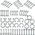 thumbnail image 1 of 60 Pcs Body Piercing Kit Jewelry 16G Nose Rings Lip Studs Tongue Rings Stainless Steel Cartilage Earrings Tragus Eyebrow Industrial Barbell Belly Rings Body Piercing Jewelry Lot, 1 of 7