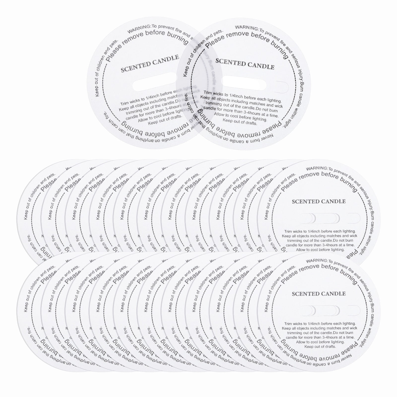 60 Pcs Candle Dust Covers – 2 Inch Round, Translucent With Letter Print, For Jar Candles