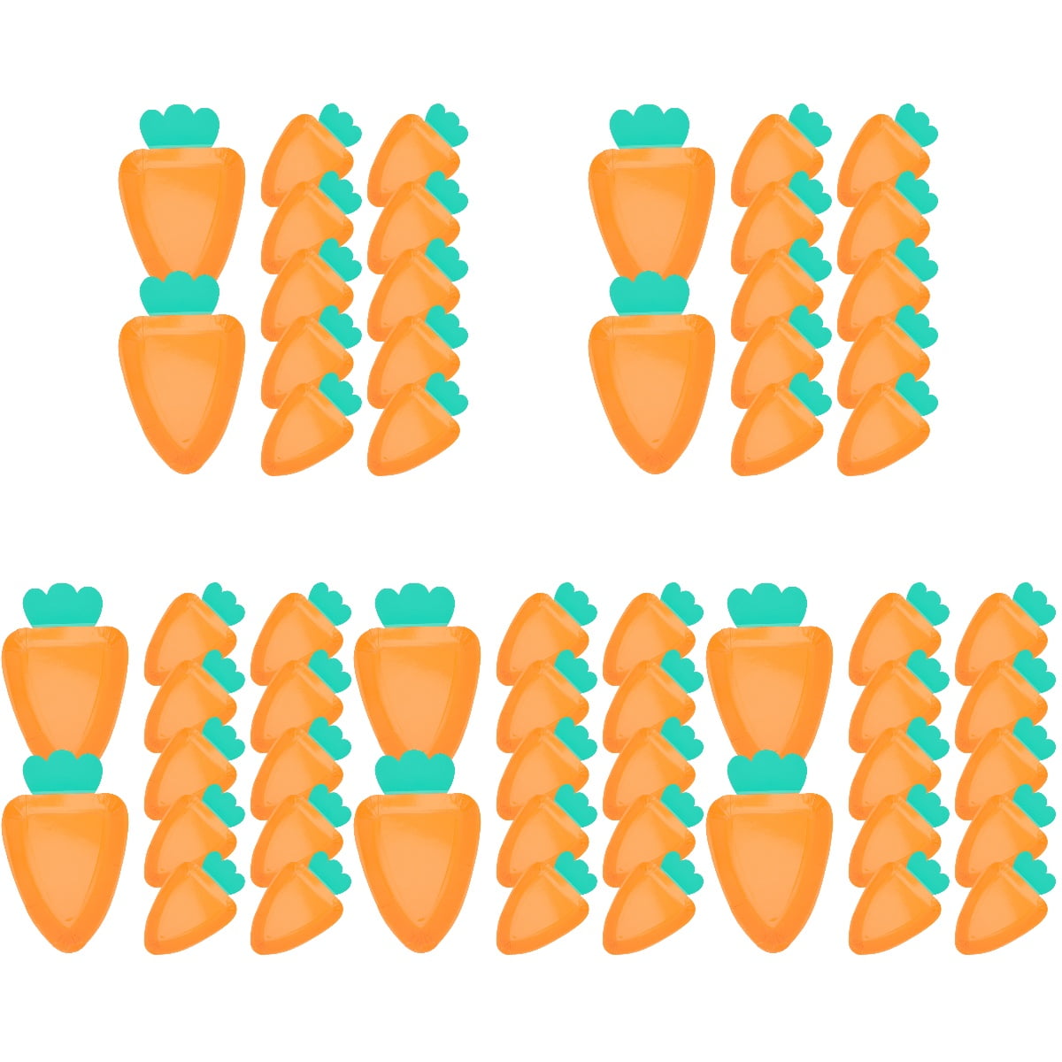 60 Pcs Carrot Paper Plate Flatware Gathering Food Cake Shaped Plates