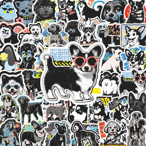 60 Pcs Cartoon Doodle Dog Stickers for Laptop Water Bottle Phone Case Luggage Journal, Creative Decorative Waterproof Vinyl Stickers
