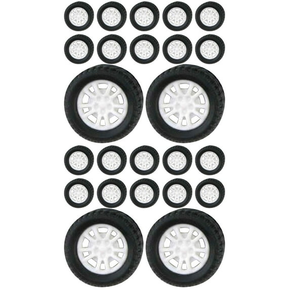 60 Pcs Childrens Toys Rubber Wheels Kids Toys Wheels for Craft Rubber Car Wheels Child Toddler