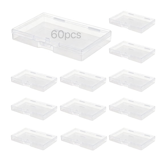 60 Pcs Clear Plastic Playing Card Box, 3.7 x 2.4 x 0.6 in / 9.5 x 6.2 x 1.4 cm Deck Case, Transparent Storage Organizer for Business Cards, Collectibles, Lightweight, Long-Lasting