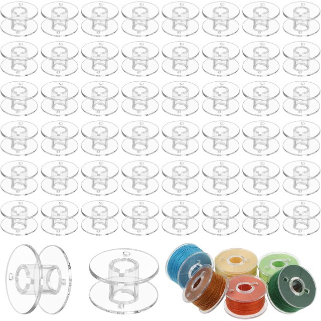 60 Pcs Clear Plastic Sewing Machine Bobbins, Bobbins for Brother Sewing