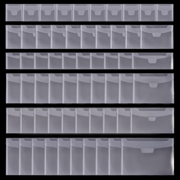60 Pcs Clear Stamp and Die Storage Bag Pockets 6 Size Plastic Storage Pocket Plastic Stamp Seal Storage Envelopes Case for DIY Paper Card Scrapbooking Craft Clear 1set
