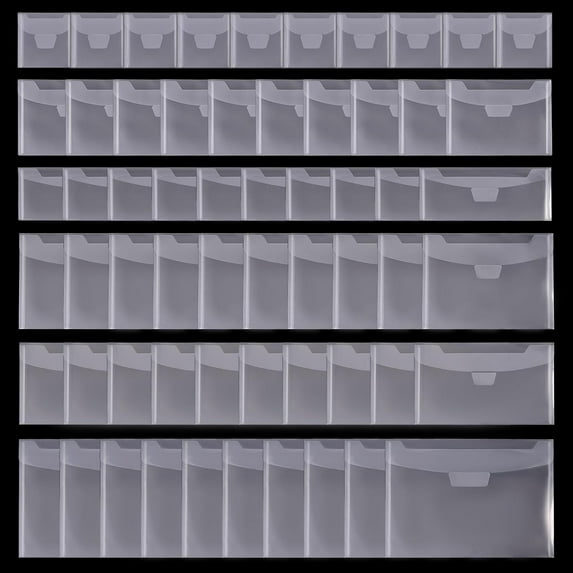 60 Pcs Clear Stamp and Die Storage Bag Pockets 6 Size Plastic Storage Pocket Plastic Stamp Seal Storage Envelopes Case