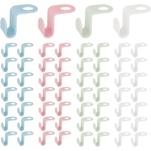 60 Pcs Clothes Hanger Connector Hooks, Multicolor Clothes Hangers Space Savers Wardrobe Magic Hanging Hooks Mini Clothes Hook Multi-layer Stackable Hanger for Closet Garderobe (Green White Pink Blue)