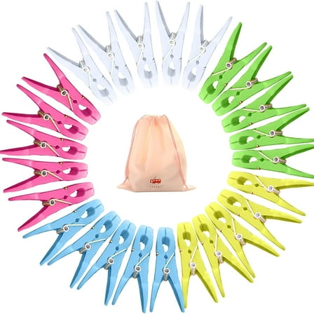 60 Pcs Clothes Pegs with Storage Bag, ZYNERY Plastic Clothes Clips Clothes Pins Durable and Windproof Laundry Pegs, Strong Clothes Pegs for Washing Line Laundry Bathroom Kitchen (5 Light Colors, 60)