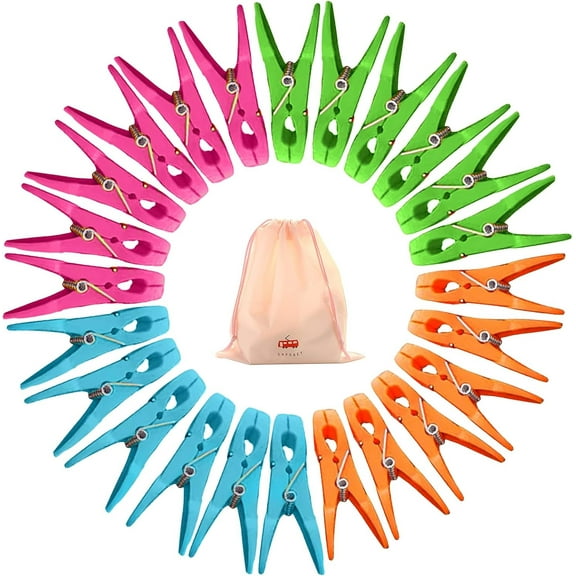 60 Pcs Clothes Pegs with Storage Bag, ZYNERY Plastic Clothes Clips Clothes Pins Durable and Windproof Laundry Pegs, Strong Clothes Pegs for Washing Line Laundry Bathroom Kitchen (4 Dark Colors)
