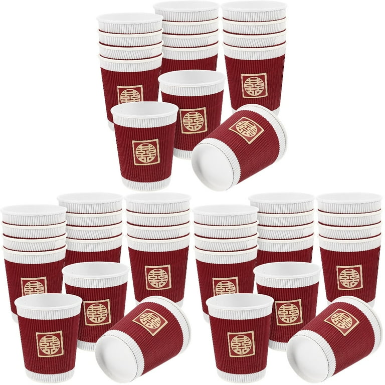 60 Pcs Coffee Mugs Iced Coffee Cup Kraft Ripple Wall Cups Chinese