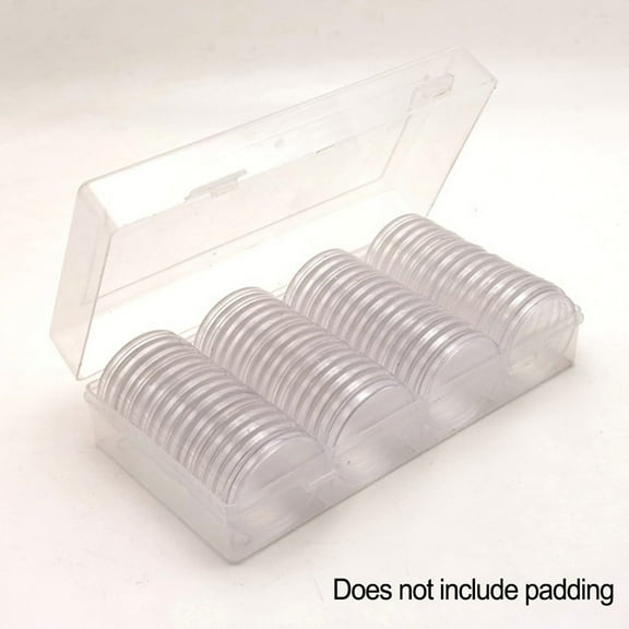 60 Pcs Collection Organizer Storage Box Coin Capsule Case Container with 40mm