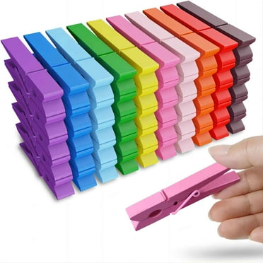 60 Pcs Colored Clothes Pins Wooden, Colored Clothespins for Crafts 2.9 Inch, Clothing Pins for Hanging, Pictures, Classroom, Laundry, Decorations, Colorful Clothespins Heavy Duty, 10 Colors