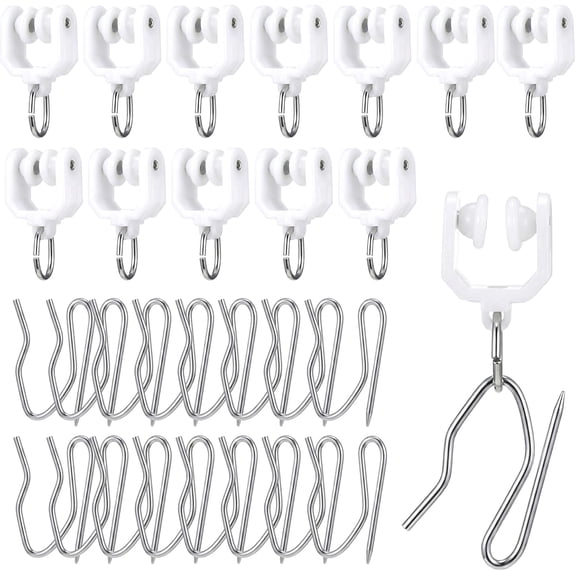 60 Pcs Curtain Track Gliders Rollers Bulk Ceiling Track Hooks Flexible Bendable Clips White Plastic Rail Gliders Mute Wheel Ball Pulley for Rails for Window Door Shower Room Divider Curtains RV