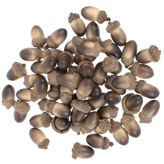 NIAIZEK 60-Piece Artificial Acorn Set Realistic Light Brown Acorn Decorations for Crafts, Home Decor, Projects 1.2x1.2x0.7 Inches