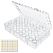 60 Pcs Diamond Painting Organizer Storage Box, Bottles Bead Storage Container with Labels and Scale Markings, Plastic Case for Diamond Art Beads, DIY Jewelry and Crafts, 0.5 oz / 15 ml Screw Cap Jars
