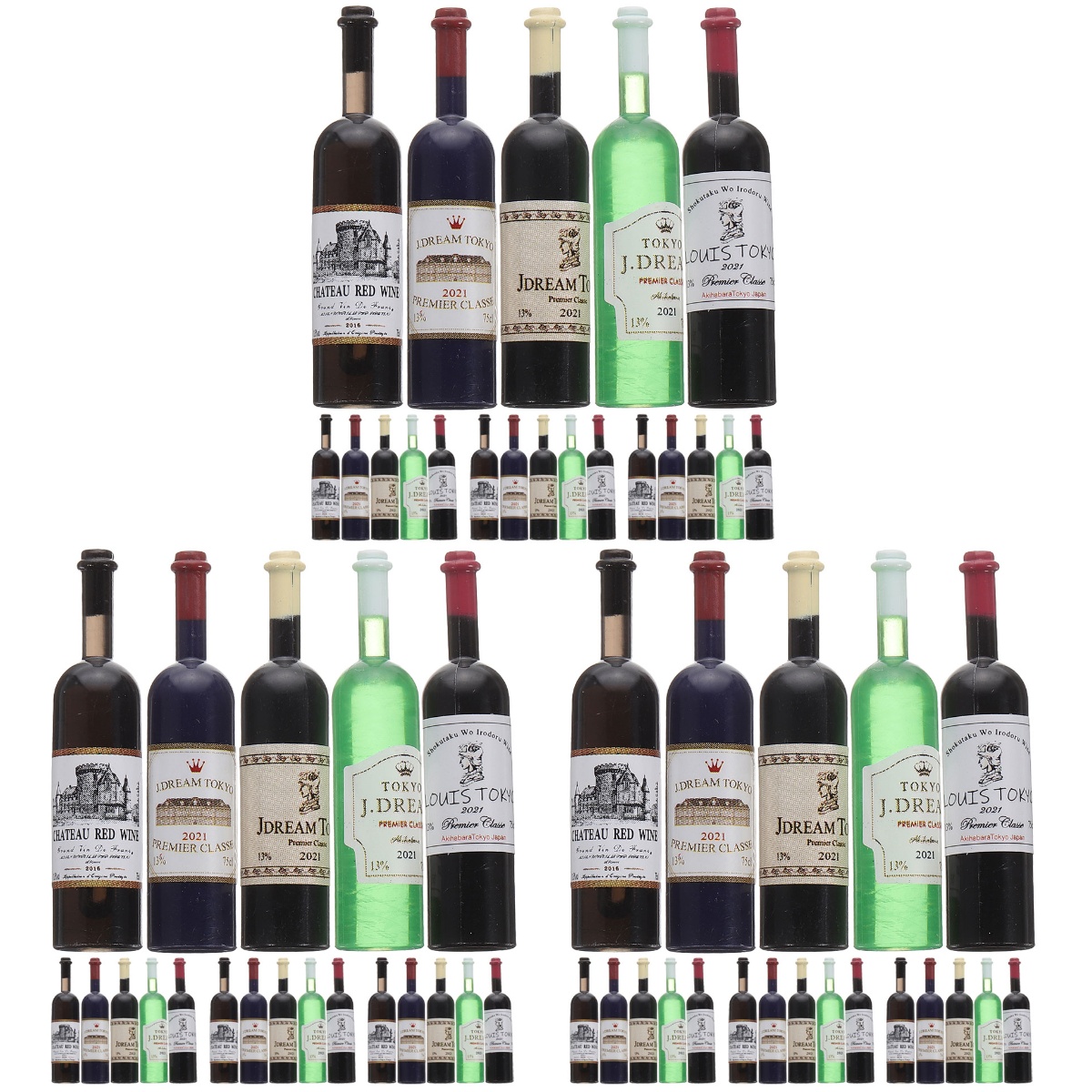 60 Pcs Doll House Wine Miniature Bottle Toys Presents Dollhouse