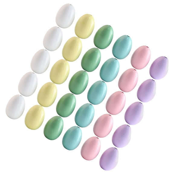 60 Pcs Egg Wooden Beads Garland Jewlery Wood Beads Wooden Beads for Crafts Egg Shape Beads Easter Themed Wooden Beads