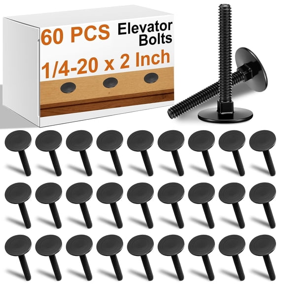 60 Pcs Elevator Bolts 1/4-20 x 2 Inch High Strength Flat Head Bolts with Square Neck Washers Galvanized Steel Elevator Fasteners for Decks, Pavilion, Clamp Holders, Motor Homes