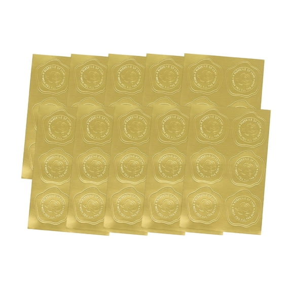 60 Pcs Embossed Seal Sticker Gold Envelope Seal Sticker Adhesive Certificate Seals for Party Wedding Invitations