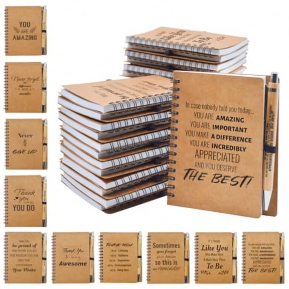 60 Pcs Employee Appreciation Gifts Bulk -30 Sets of Inspirational Notebooks with Motivational Pens Small Notepads for Coworkers Office Staff Team Volunteer Group Teachers Thank You Gifts