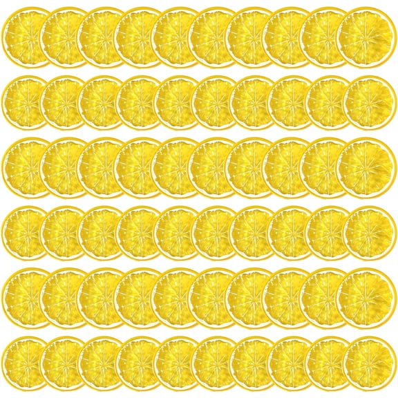 60 Pcs Fake Lemons Decor Mini Simulation Fruit Lemon Slices Artificial Plastic Fruit Model Decorative Ornament Fruits Party Decorations for Summer Decor Photography Props(Yellow)