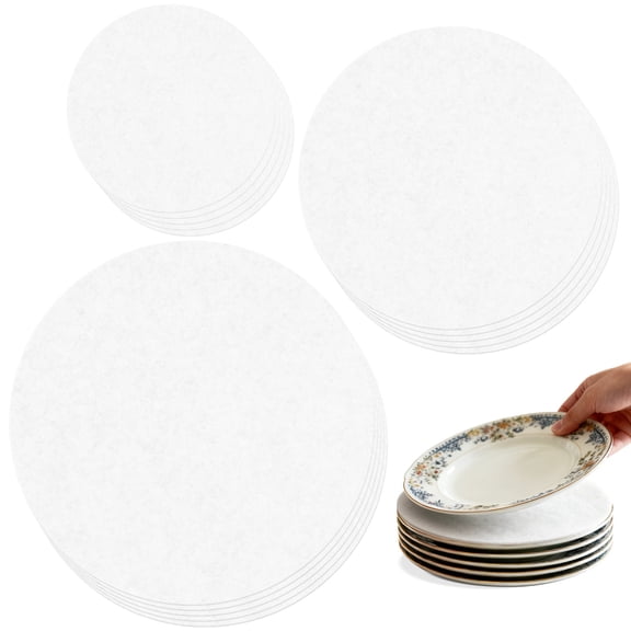 60 Pcs Felt Plate Protectors, Excellent Pan Dividers Pads, Non-Slip & Anti-Scratch, 5/7.5/10.5 in, Thickened Thermal Insulation, for Dinnerware Storage, White