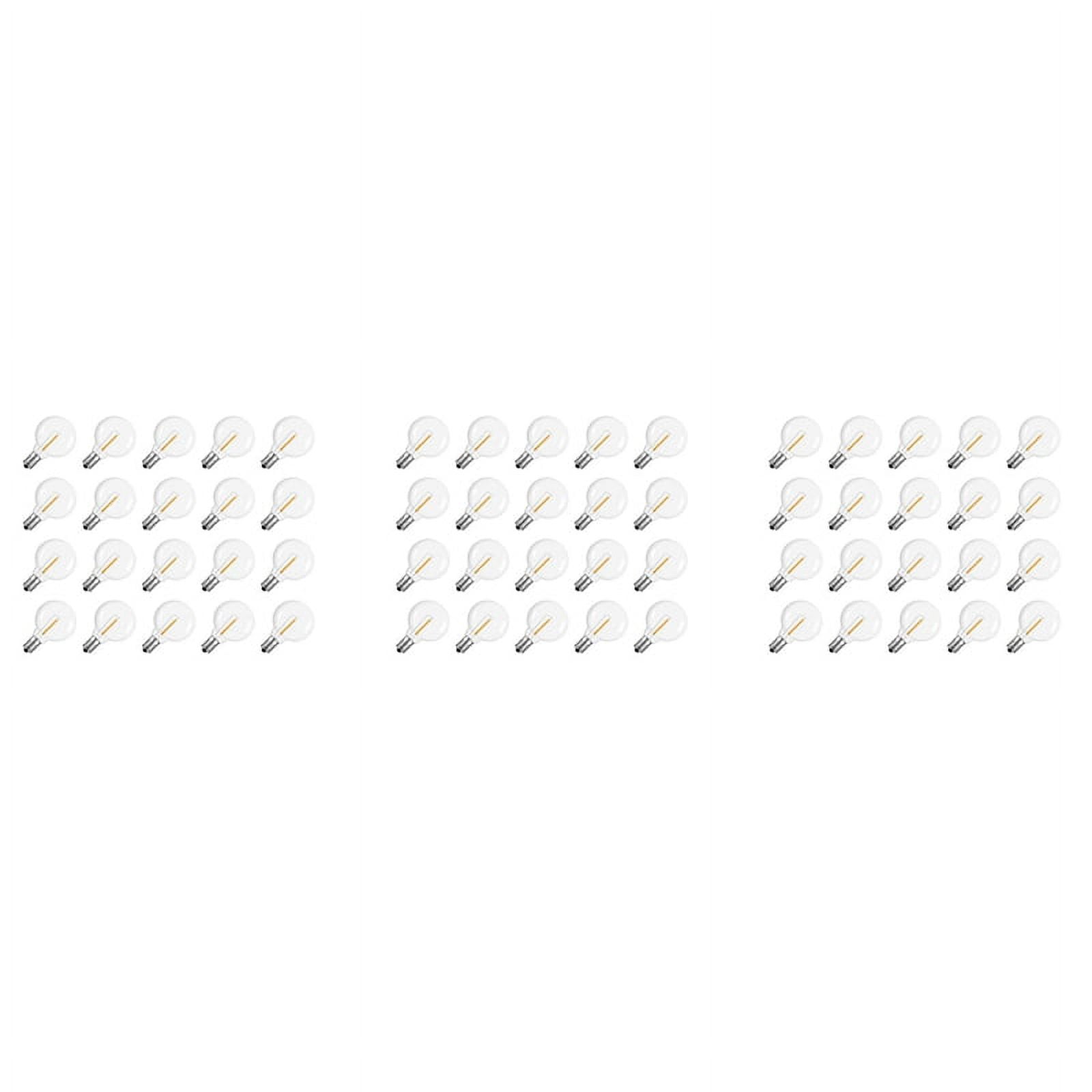 60 Pcs G40 LED Replacement Light Bulbs E12 Screw Base Shatterproof LED Globe Bulbs for Solar String Lights Warm,60 x G40 light bulbs,Clear