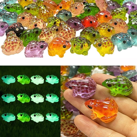 60 Pcs Glow in The Dark Luminous Mini Frogs for Garden & Craft Decor