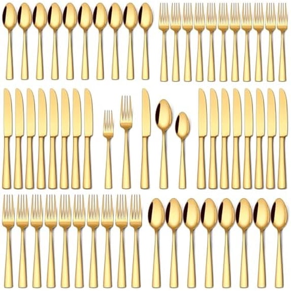 60 Pcs Gold Silverware Set, Food-Grade Stainless Steel Flatware Sets ...