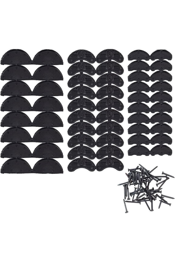 60 Pcs Heel Plates Rubber Shoe Heel Taps Black Shoe Sole Heel Shoes Repair Pads Replacement Shoe Repair Kit with Iron Nails for DIY Making