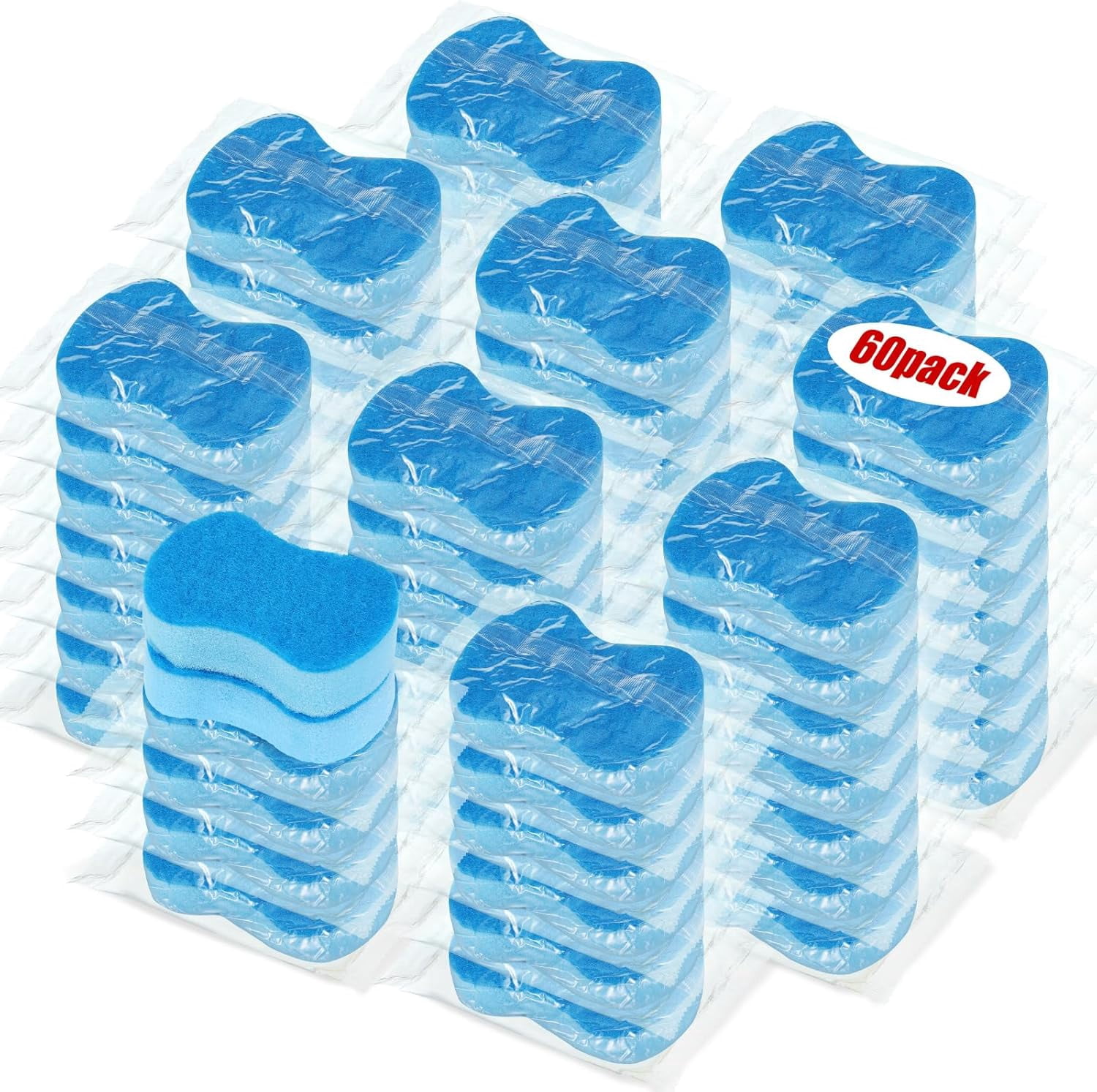 Wrapped Sponge 60 Pcs Individually Wrapped Sponges Kitchen Bulk Non Scratch Scouring ...