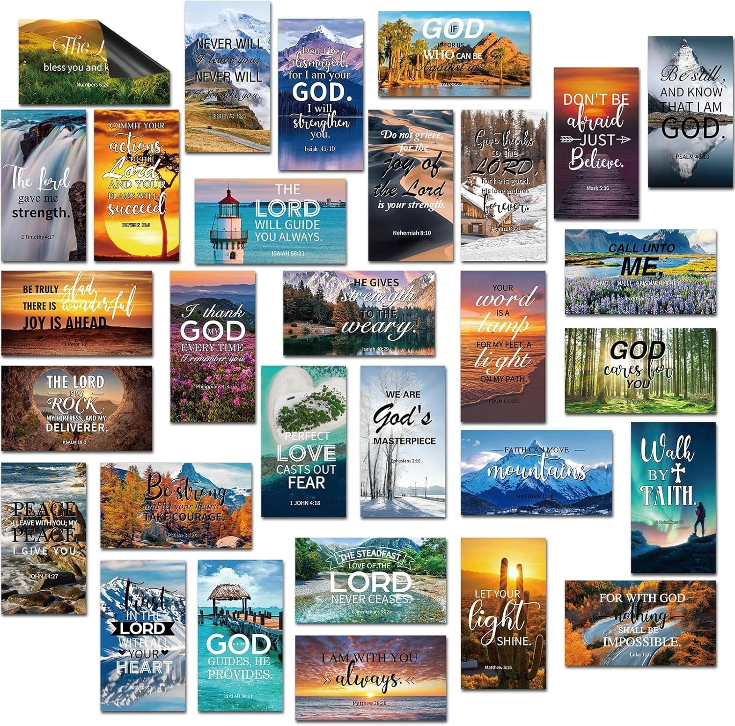60 Pcs Inspirational Christian Magnets with Bible Verses Religious Refrigerator Magnet Motivational Quotes Fridge Scripture Positive Gifts for Home Office School Locker Decor(Scenery)