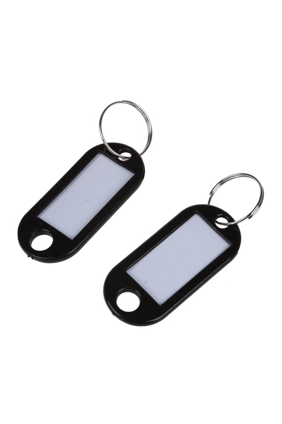 60 Pcs Key ID Label Tags Split Ring Keyring Keychain Black