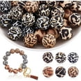 thumbnail image 1 of 60 Pcs Leopard Print Silicone Beads Kit for Keychain Bracelet & Necklace, 1 of 8