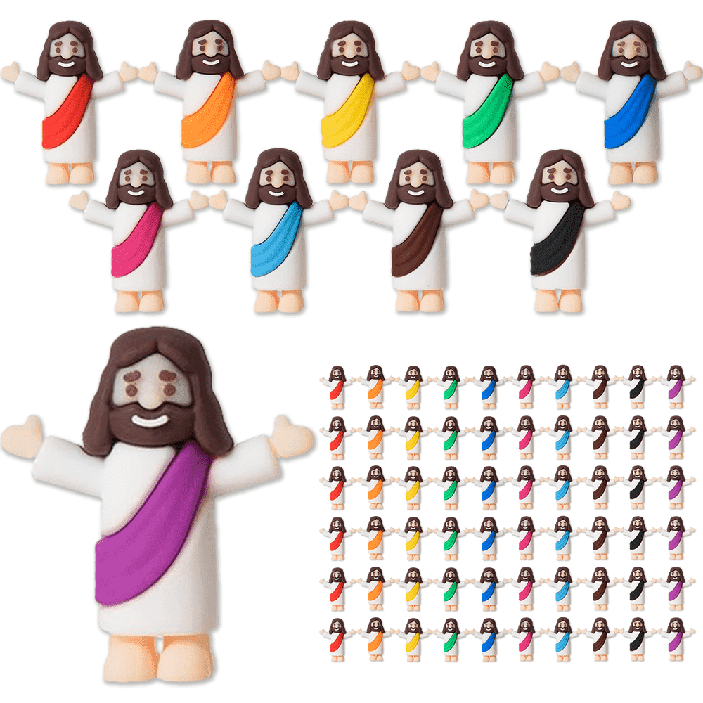 60 Pcs Little Jesus Figurine Miniature Jesus Doll Tiny Jesus Figurine to Hide and Seek Classic Religious Gifts Christ Savior Jesus for Sunday Easter Egg Stuffers Baptism Gift(60,Multicolor)